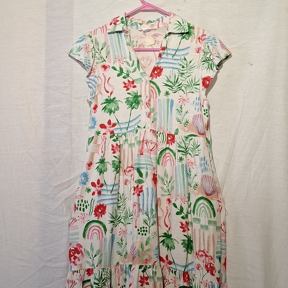 Jane and Delancey Dresses & Skirts - Women's Linen Rayon Floral & Palm Print Midi Dress, Sz 2, NWOT